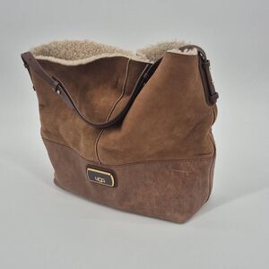 UGG Australia Shoulder Bag Leather Suede Brown Slouchy Hobo Purse